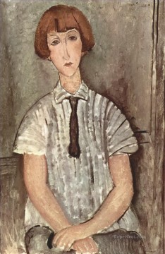 Niña con una camisa a rayas 1917 Amedeo Modigliani Pinturas al óleo